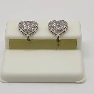 "RJ-E88" Women Sterling Silver Cubic Zirconia Heart Shape Earrings